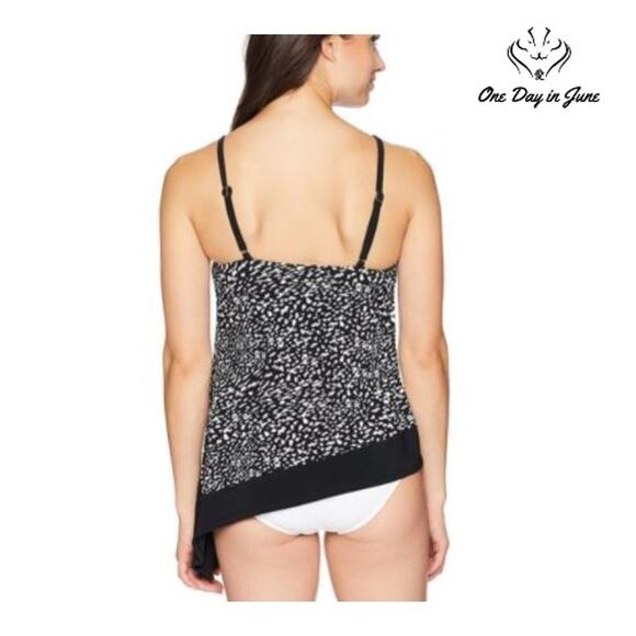 Coastal Blue Asymmetrical Hem Tankini Top Size L - Picture 2 of 4